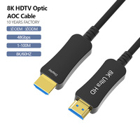 Cable AOC 8K HDTV 2.1 de Fibra Óptica de Ultra Alta Velocidad 48Gbps 60Hz 4K 120Hz EARC HDR10 con Revestimiento de PVC Chapado en Oro de 20m-30m para Cine en Casa