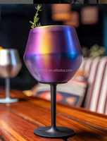 Nouveauté Verre à vin personnalisé de 414ml en acier inoxydable Gobelet à pied haut transparent résistant aux chutes pour bar de fête et de mariage