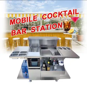 Съемный открытый на заказ съемный коктейльный Бар Мобильный бармена льда корзина под бар дренаж коктейль бар станция