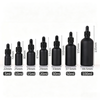 Flacons compte-gouttes en verre noir mat 5ml-100ml vides pour huiles essentielles, emballage cosmétique rond personnalisé avec logo, sérigraphie