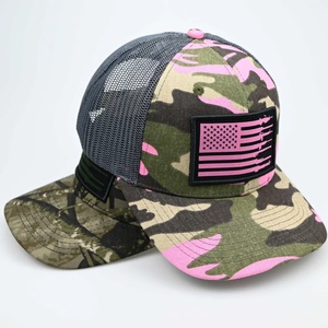 Casquette de baseball trucker camouflage brodée 6 panneaux de haute qualité pour homme, personnalisée en usine, avec patch drapeau américain - Product Image 6