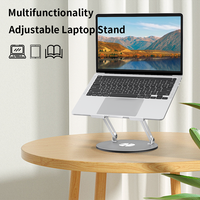 360 °   Support d'ordinateur portable rotatif et pliable, support de tablette réglable en aluminium et plastique pour ordinateur portable de 14 à 17,3 pouces