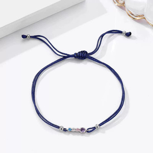 New <strong>Handcrafted</strong> <strong>Jewelry</strong> with Tiny Colorful CZ Stone 925 Sterling Silver Wish Trendy Women's String Bracelets - Product Image 4