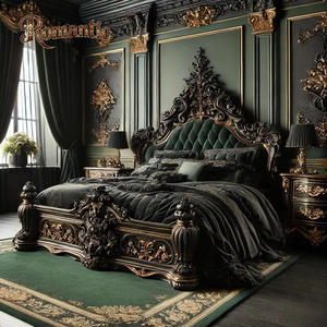 מעצב קלאסי אירופאי סִגְנוֹן עור מעץ מלא מסגרת מיטה מתכווננת בגודל קינג סייז חדר שינה יוקרתי סט שלם מורכב - Product Image 2