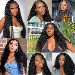 XBL brésilien Remy Full Swiss Lace perruques de <span class=keywords><strong>cheveux</strong></span> humains pour les femmes noires Styles de vague profonde longue ligne droite avec <span class=keywords><strong>frange</strong></span> bébé coiffure - Product Image 6