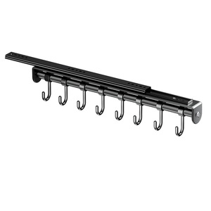 Crochet extractible mural en acier au carbone à 8 crochets pour organiser les casseroles, les louches et les spatules - Product Image 1