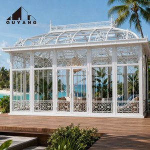 Serre en verre courbée victorienne en fer forgé blanc pur QUYANG, résistante aux intempéries, pour projet de <span class=keywords><strong>villa</strong></span> - Product Image 1