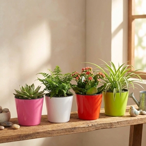 Decorative Desktop Plastic Self-Watering Flower Planter <b>Pots</b> for <b>Succulents</b> Herbs Orchids with Visual Water Indicator - Product Image 4