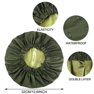 Bonnets <span class=keywords><strong>de</strong></span> Douche Unicolores pour Femmes, Double Couche, Doublure en Satin, Imperméables, Protection des <span class=keywords><strong>Cheveux</strong></span>, Bonnets <span class=keywords><strong>de</strong></span> <span class=keywords><strong>Bain</strong></span> - Product Image 3