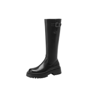 Bottes d'équitation d'hiver à bout rond, fermeture éclair, montantes, talon épais, semelle intermédiaire en EVA, boucle