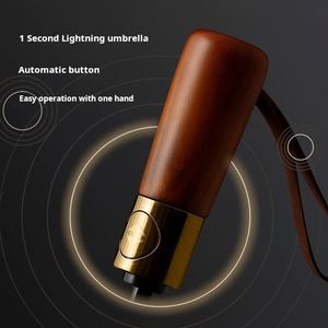 Paraguas de Viaje Automático Lm-H 16 Varillas Negro Pongee con Mango de Madera Anti-UV Plegable en Tres Secciones Nuevo Diseño Regalo - Product Image 4
