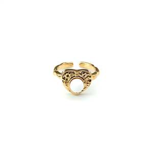 Anillo de Moda en Acero Inoxidable 316L con Baño de Oro PVD, Diseño Ajustable en Forma de Corazón, Accesorio de Joyería para Mujeres y Hombres - Product Image 1