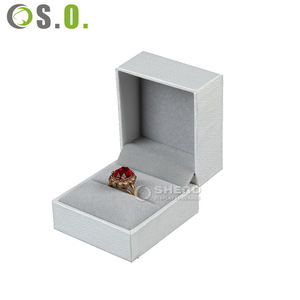 Caja de Joyería Blanca de Alta Gama con Logotipo Personalizado, Caja de Anillos de Papel Imitación Cuero, Caja de Joyería para Pendientes, Pulseras y Collares para Boda - Product Image 1