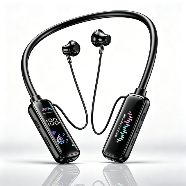 Top Selling for Neckband Headphones Custom Fit Color Screen Digital Display Voice Control Karaoke Sports In-Ear Monitor
