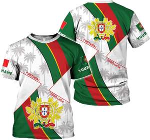 T-shirt Personalizzata in Poliestere <span class=keywords><strong>con</strong></span> Stampa Digitale della Bandiera Portoghese, Comoda, Traspirante e Disponibile per Personalizzazione di Massa - Product Image 5