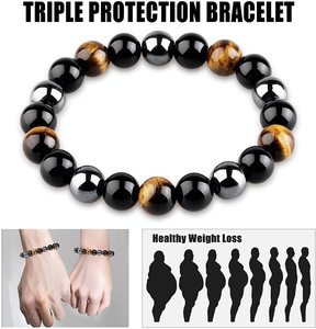 Bracelet de Protection des yeux du tigre 30mm, pour hommes, femmes, réglable, soulagement de la fatigue, l'anxiété, porte bonheur, obsidienne, hématite, élastique, 6/8/10 - Product Image 5