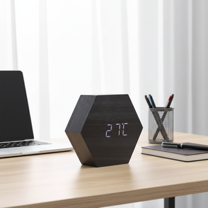 นาฬิกาปลุกอิเล็กทรอนิกส์ไม้ LED สำหรับการค้าต่างประเทศ ดีไซน์ทันสมัย สร้างสรรค์ เหมาะสำหรับหอพัก วางข้างเตียง ฟังก์ชั่นหลากหลาย ควบคุมด้วยเสียง - Product Image 2