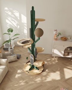 Capsule <b>Scratching</b> Carbon Steel Spraying Frame Hemp Rope Column Sisal <b>Post</b> Solid Rubber Wood Pet Climbing Toy Tree Tower - Product Image 3
