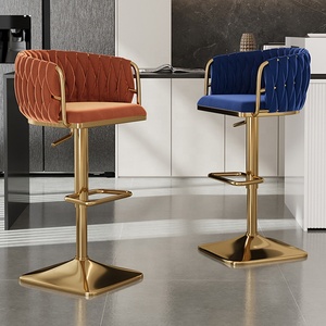 Silla de <span class=keywords><strong>Bar</strong></span> Giratoria de Estilo Nórdico <span class=keywords><strong>para</strong></span> el Hogar, de Metal Dorado de Lujo, con Tapicería de Terciopelo, Taburetes Modernos <span class=keywords><strong>y</strong></span> Económicos <span class=keywords><strong>para</strong></span> Cocina, Muebles de <span class=keywords><strong>Bar</strong></span> <span class=keywords><strong>para</strong></span> Mesa de <span class=keywords><strong>Bar</strong></span> - Product Image 2