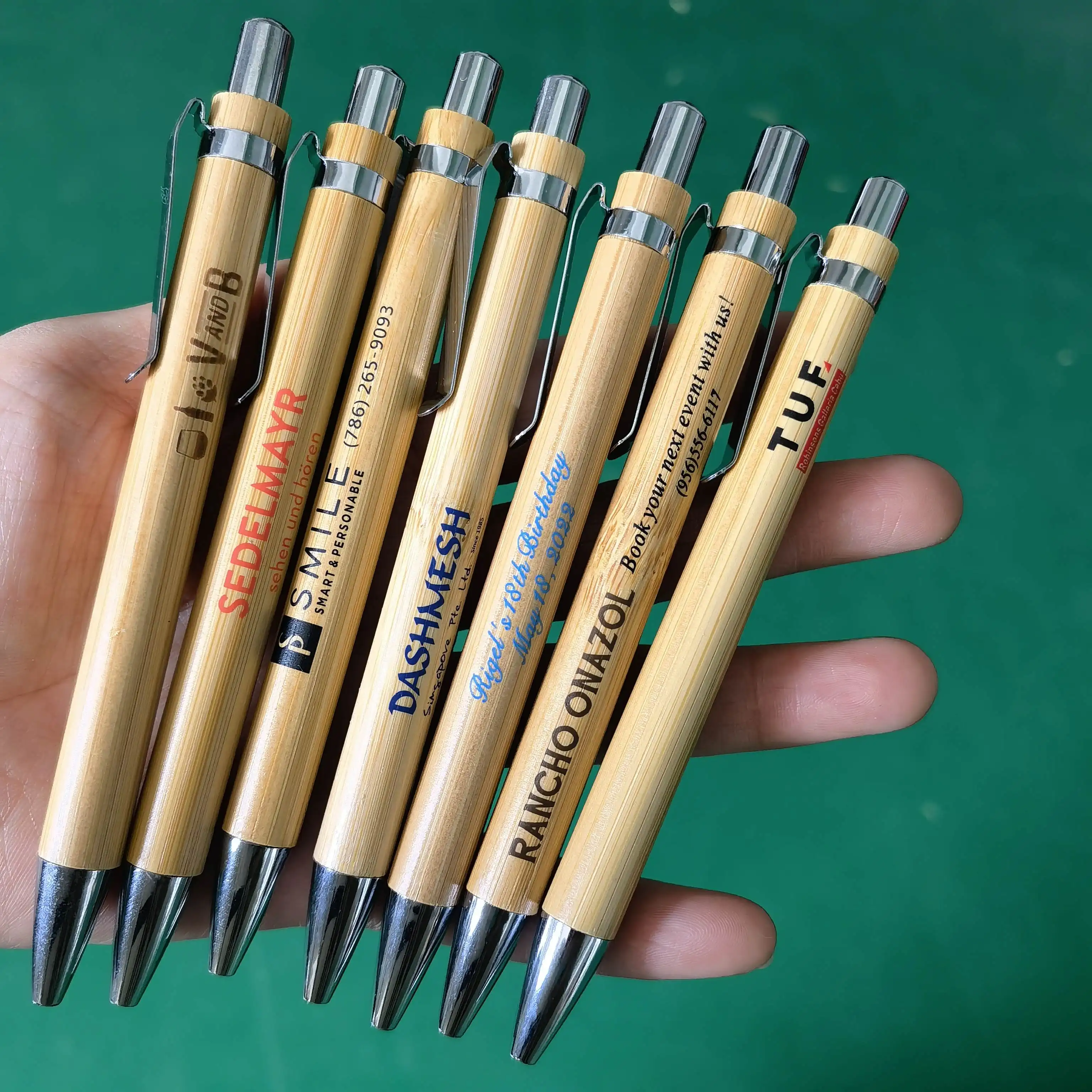 Groothandel Promotionele Goedkope Eco-Vriendelijke Bamboe Pen Logo Balpen Pennen Met Aangepaste Logo