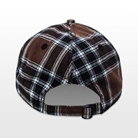 Gorra de Béisbol a Cuadros Unisex Ajustable de 6 Paneles con Logotipo Bordado, Estilo Casual, Gorra de Moda para Adultos, Patrón Marrón, Negro y Blanco