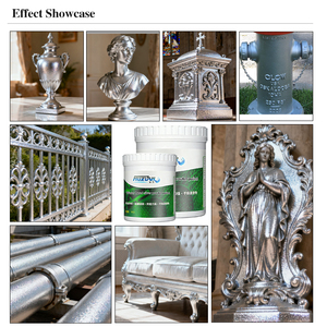<span class=keywords><strong>Pintura</strong></span> en polvo de <span class=keywords><strong>plata</strong></span> <span class=keywords><strong>brillante</strong></span> a base de agua respetuosa con el medio ambiente con cubierta abierta de un componente y cepillo - Product Image 6