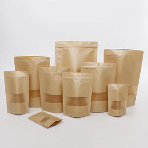 2024 Listo para enviar <span class=keywords><strong>Doypack</strong></span> Zip Marrón Negro Craft <span class=keywords><strong>Bolsas</strong></span> de pie Embalaje de alimentos Cremallera Papel <span class=keywords><strong>Kraft</strong></span> Mylar Bag con ventana - Product Image 4