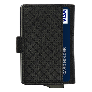 CardHoda Aluminum <b>RFID</b> Blocking Card Holder <b>Wallet</b> with PU Lining and Geometric Pattern Unisex Minimalist Design - Product Image 5