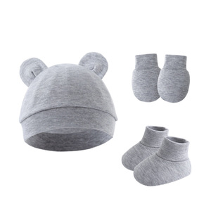 Conjunto <span class=keywords><strong>de</strong></span> 3 Piezas <span class=keywords><strong>de</strong></span> Color Puro para Bebé: Gorro con Orejeras, Guantes y Cubrepiés para 0-6 Meses, para Uso Casual, para Comercio Exterior - Product Image 1
