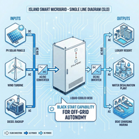 125kW 261kWh BESS Micro-réseau pour Îles Résistant au Brouillard Salin Solaire Éolien