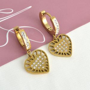 Joyería de Moda, Aretes de Acero Inoxidable con Baño de Oro de 18k y Diamantes de Colores para Mujer, Estilo Lujoso - Product Image 1