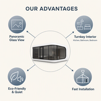 Meris Apple Cabin, maison-conteneur de couchage moderne en structure acier préfabriquée pour hôtel et complexe hôtelier