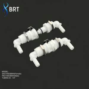 Raccords rapides en acétal BRT avec vanne d'arrêt automatique 1/4 3/8, raccord cannelé pour tuyau <span class=keywords><strong>de</strong></span> montage sur panneau ou traversant - Product Image 4