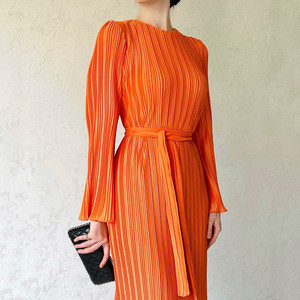 Abiti a maniche lunghe <span class=keywords><strong>H</strong></span>-7175 da donna, eleganti con scollo a <span class=keywords><strong>O</strong></span>, abiti primaverili per le vacanze - Product Image 5