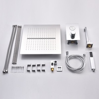 Nouvel ensemble de robinets thermostatiques muraux en cuivre chromé de style chinois avec douche cascade, design minimaliste pour usage hôtelier