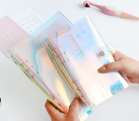 Cuaderno de bolsillo transparente, libreta personalizada, cubierta de bloc de notas de pvc, A6, carpeta con láser de colores, gran oferta