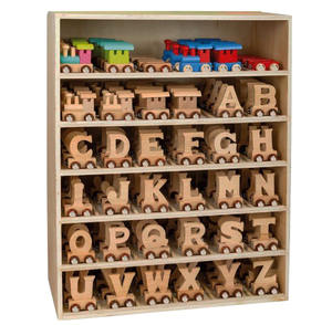 עץ אשור טבעי מכתב רכבת האלפבית שם מכתב צעצוע רכבת יילוד תינוק מתנת חג המולד מתנה - Product Image 1