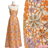Nouveau tissu en dentelle perlée à la main avec sequins pour fête, tissu en dentelle guipure africaine lourdement perlée, tissu en dentelle de mariage pour mariée