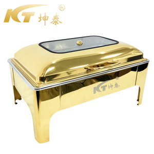Luxury Wedding Party Stainless Steel Chafing Dish Rectangle Gold <strong>Food</strong> <strong>Buffet</strong> Display <strong>Warmer</strong> Set Alcohol 9L 24-hour - Product Image 2
