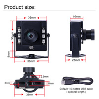 Mini Cámara Industrial USB HD de 3306 720P 1054 3mm 80 Grados sin Distorsión, Sensor CMOS de 1/4\", Alcance de 6m, Visión Nocturna Infrarroja