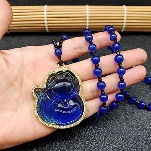 สร้อยคอประดับด้วยลูกปัดและ<span class=keywords><strong>เพชร</strong></span>สีฟ้าสุดสร้างสรรค์ดีไซน์ไม่เหมือนใครสร้อยคอพร้อมจี้ดอกกุหลาบรูปมังกรนางฟ้าและจิ้งจอกของขวัญสำหรับผู้หญิง - Product Image 4