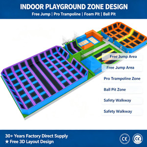 Grand parc de trampolines rectangulaires d'intérieur pour enfants et adultes, avec nouvelle fosse à mousse commerciale - Product Image 2