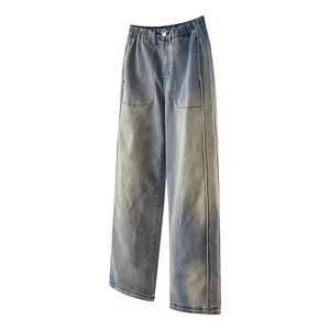 Prix de gros 2025, pantalon en <span class=keywords><strong>jean</strong></span> <span class=keywords><strong>pour</strong></span> femmes, coton, bouton, taille haute, ample, jambe <span class=keywords><strong>large</strong></span>, délavé, vintage, décontracté, pantalon personnalisé, <span class=keywords><strong>jean</strong></span> <span class=keywords><strong>pour</strong></span> femmes - Product Image 2