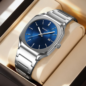 Reloj de Negocios de Cuarzo de Lujo para Hombre, 3ATM Resistente al Agua, Luminoso, de Acero Inoxidable, Diseño Simple con Moneda, Esfera Texturizada de Alta Calidad - Product Image 1