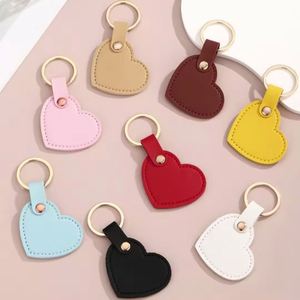 New Creative PU <b>Leather</b> Heart Keychain Simple Bag Pendant Cute Love Shape Couple Charm Fashion Accessories for Handbag Gift - Product Image 1