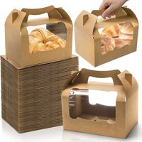 Grande boîte à pignon en papier kraft avec fenêtre, boîte à friandises pour fête, boîtes cadeaux avec poignée, boîtes à repas à emporter pour anniversaire