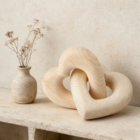 Ornement en bois naturel fait main Art Déco, motif nœud de chaîne en forme de cœur entrelacé, cadeau pour anniversaire, diplôme, couples