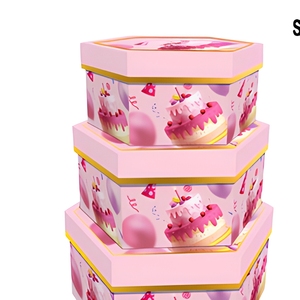 Set di 3 Scatole Regalo a Forma di Stella in Cartone Rosa con Stampa <span class=keywords><strong>Torta</strong></span> di Compleanno per Feste di Ragazze e Confezioni Regalo Floreali - Product Image 2
