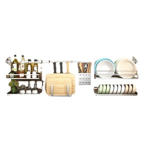 Wall Mounted Dish <b>Rack</b> 304 Stainless Steel Multi Functional Kitchen Storage For <b>Plate</b> Bowl Draining <b>Rack</b> - Product Image 4