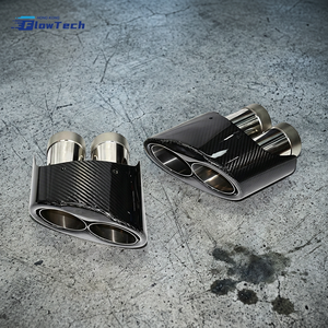 Puntas de escape cuádruples de fibra de carbono real de alta calidad para Audi A3 A4 A5 A6 A7, salida ovalada grande, estilo RS, acabado brillante, ajuste directo - Product Image 3